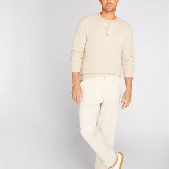 Cashmere Honeycomb Henley - Brand New - NEVER WORN - Oatmeal Heather